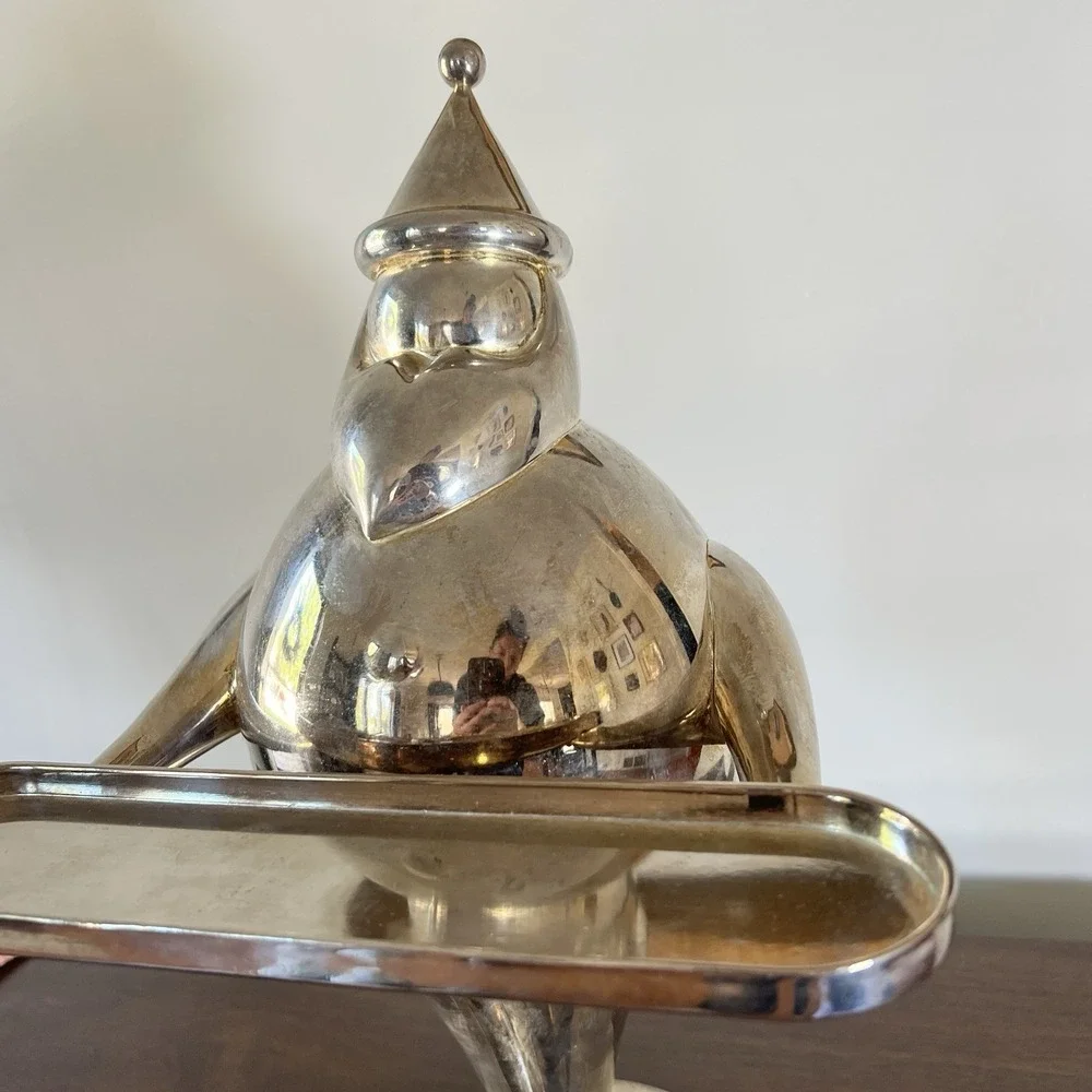 Pottery Barn Silver Santa Votive Candle Holder‎ Large 16.5in HEAVY Metal Holiday